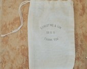 50 Wedding Medium Muslin Bag for Favors Hand-Stamped with First Names, Date and Thank You (Custom)