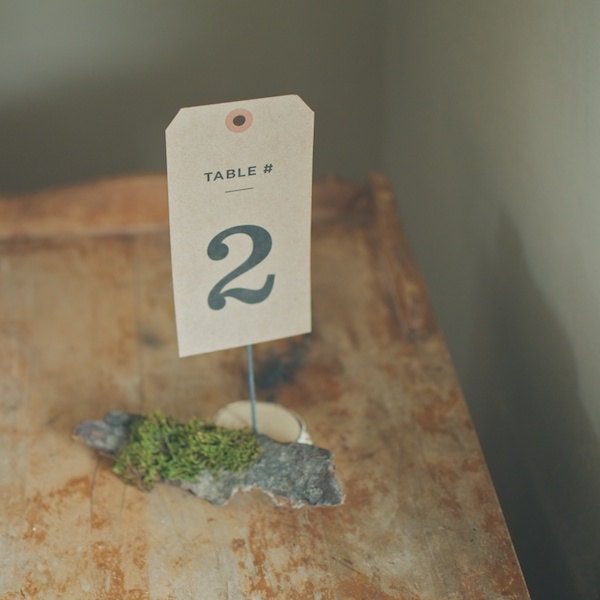 10 Kraft Table Number or Letter Signs for Rustic Weddings (Custom)