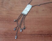 Silver tassel necklace, 1920s flapper necklace, Silver pendant necklace with fringe