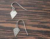 Diamond tag earrings, Tiny silver diamond earrings, Tiny silver earrings, Hammered silver earrings, Diamond geometric earrings