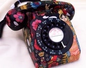 Unique Black Floral La Virgencita Upcycled Vintage Rotary Phone FULLY WORKING