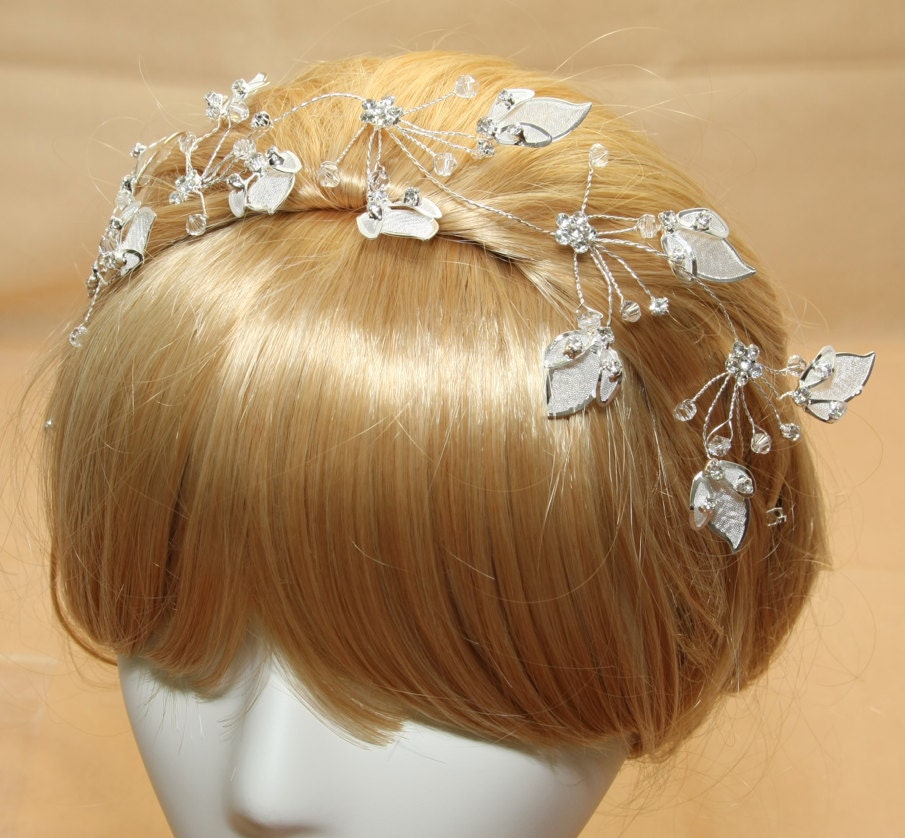 Bridal Wedding headband Jewelry Rhinestone Crystals with Hair Clips Bridal Crown