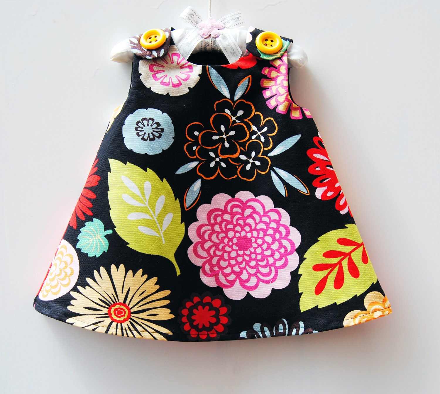 Pink Zinnia - Winter Baby Toddler Dress - Medium Weight Cotton - Girls Dress - Kids Fashion - Toddler Girls - KK Children Designs - 3M to 4T