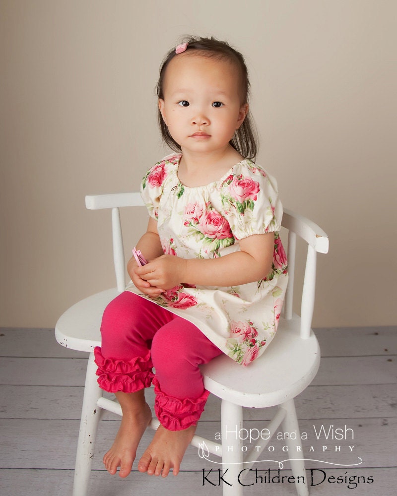 2- Piece Set - Spring Dress and Capris -  Peasant Top - Shabby Chic - Garden Party Dress - Summer Dress Pattern - Girls Clothing - 12M to 6T