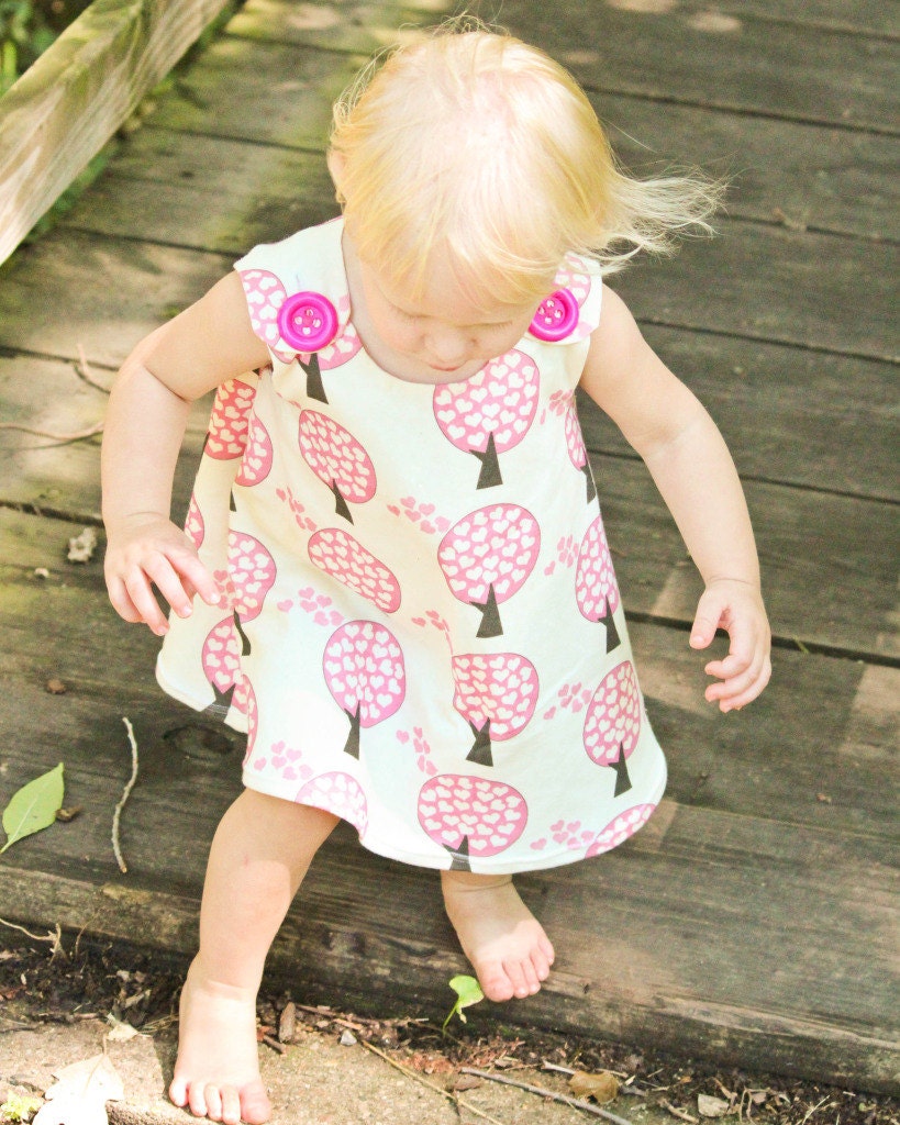 Organic Cotton Knit - Love Tree Baby Dress - 1st Birthday - Organic Baby - Nursey - Infant Girls Dress - Newborn - Natural Fiber - 3M to 3T