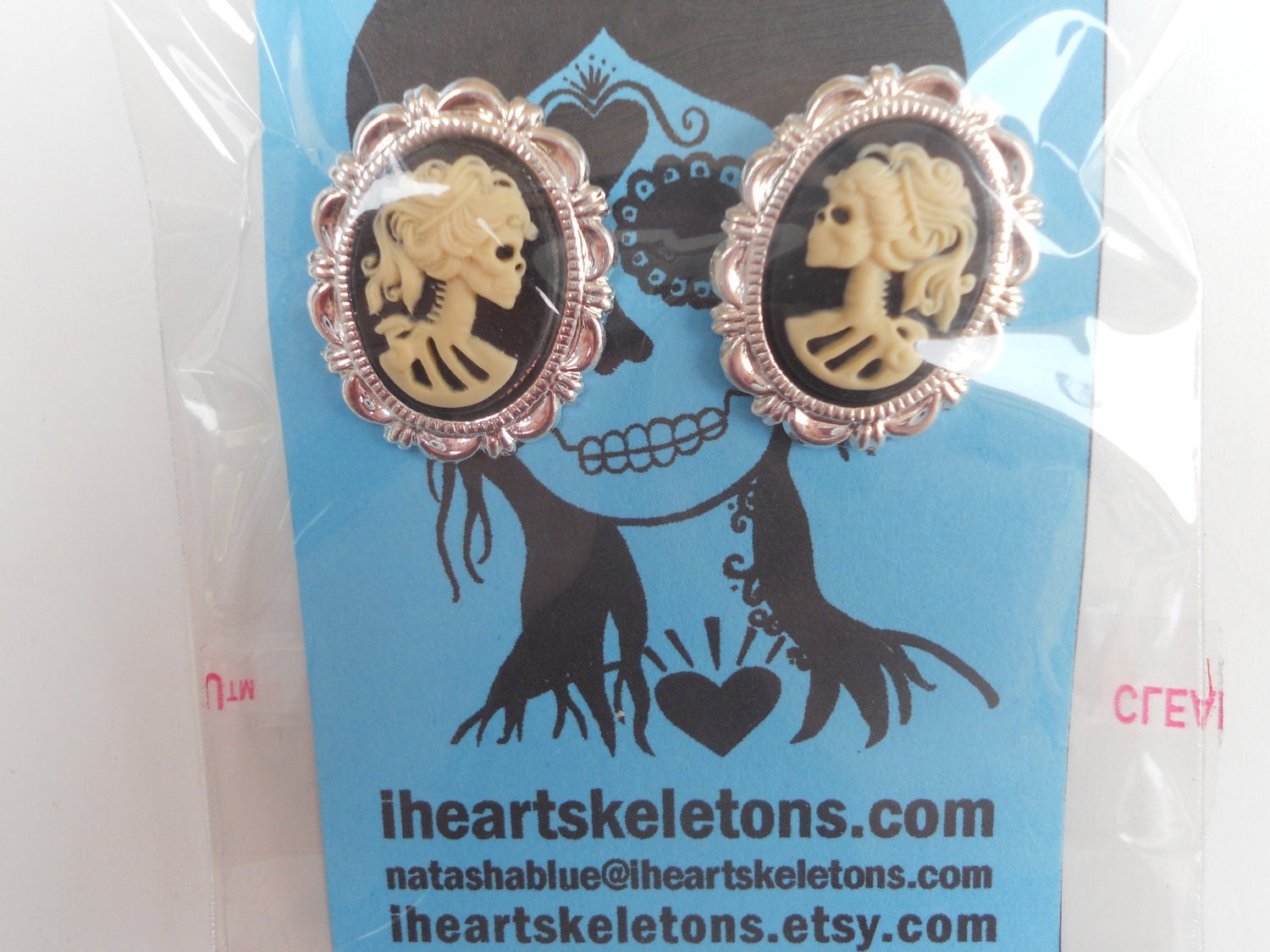 Day of the Dead Skeleton Lady Post Earrings