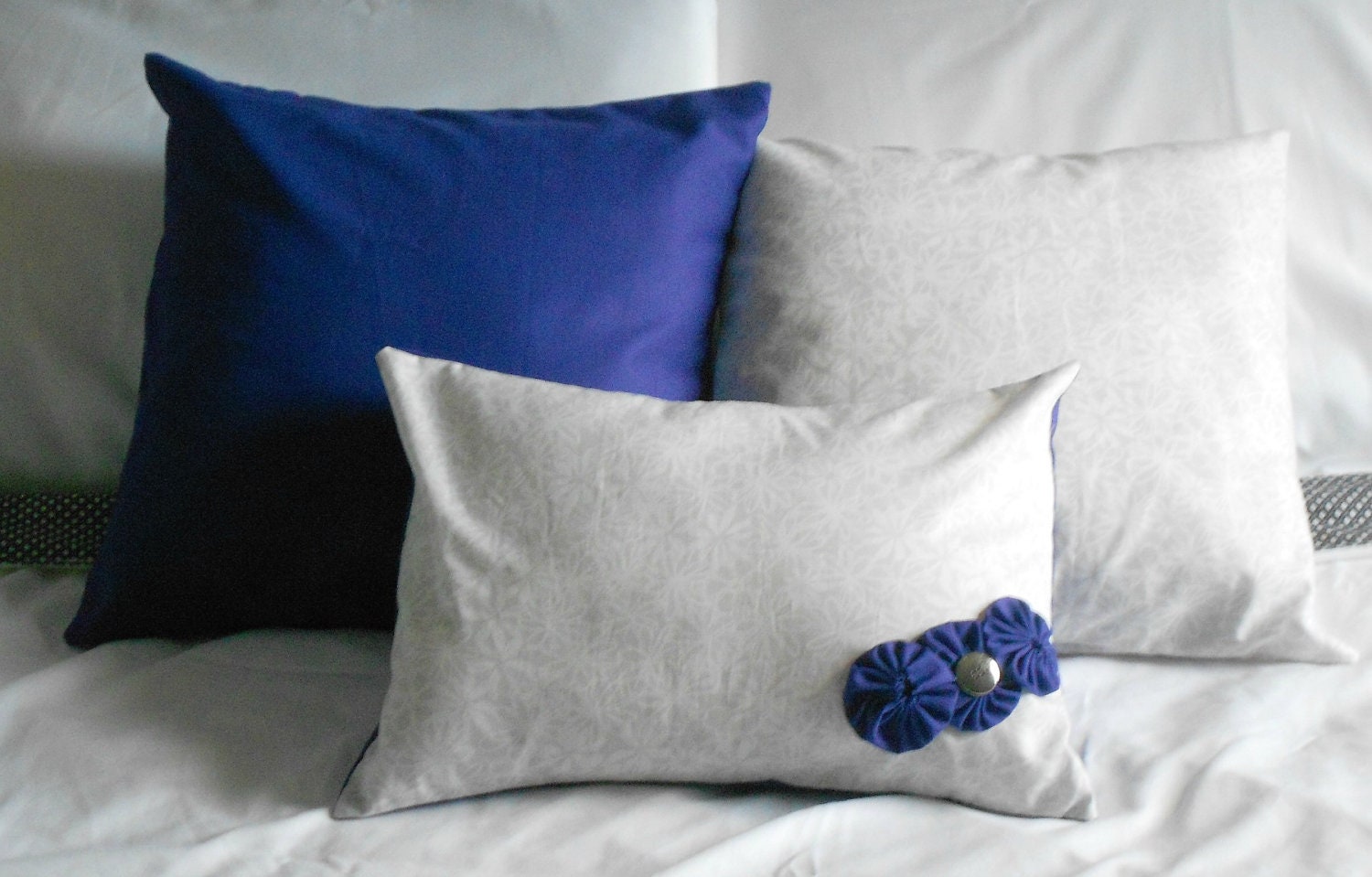 Purple pillow covers light grey floral pillow covers