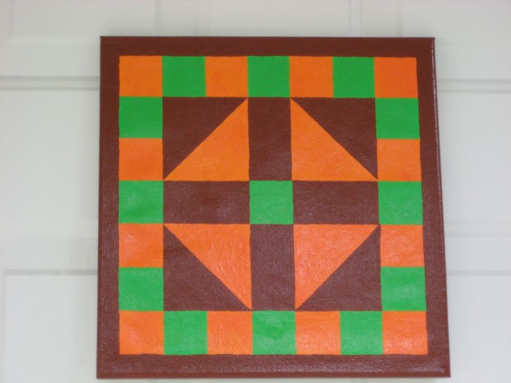 Quilt Barn Square.  Memory Wreath.  Autumn Home Decor