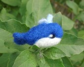 FELT Felted Little BLUE WHALE Wool Roving Micro Mini