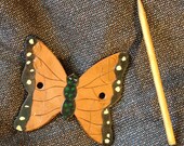 Monarch Butterfly  Leather Hair Barrette.  Great Christmas Gift for her. She'll love it. Personalized