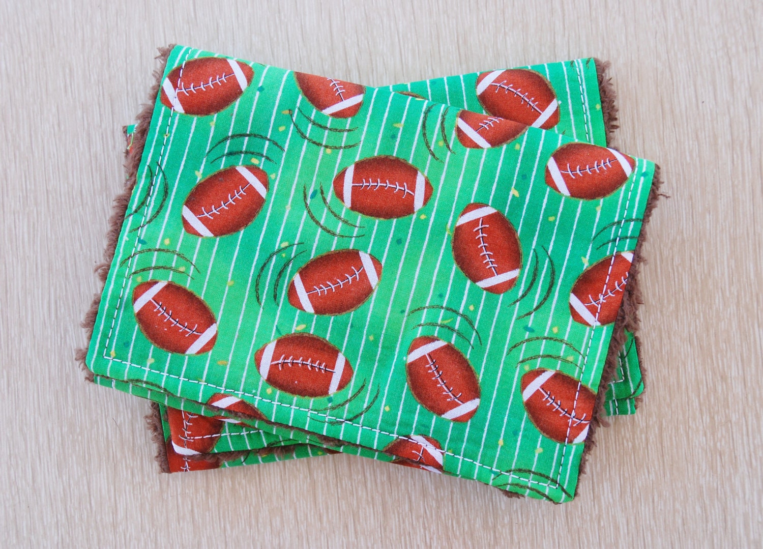 Football Burp Cloths for Baby Boy, Set of 2, Fleece Backed