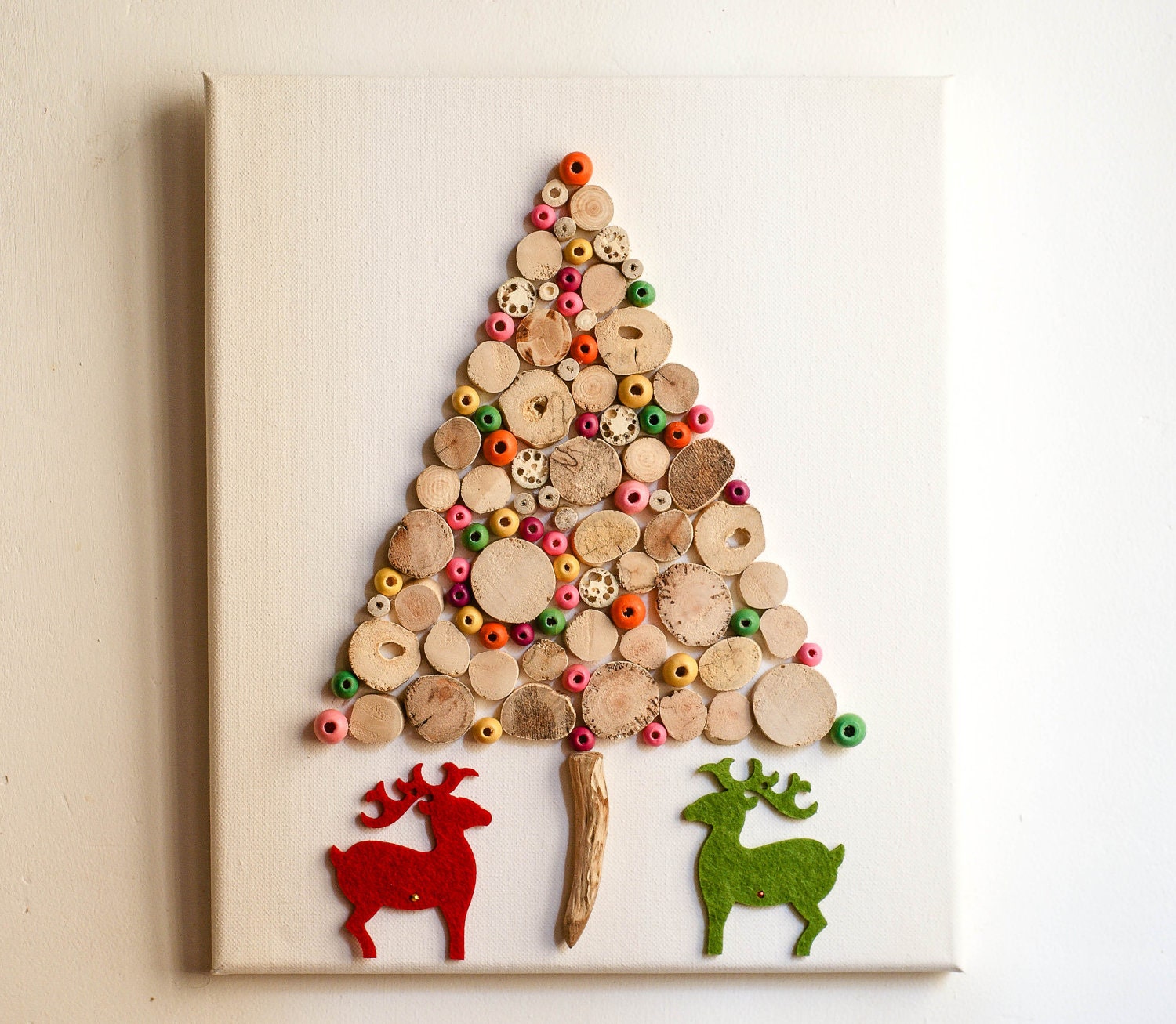 Woodland Christmas Fairy Tale, Driftwood Christmas Tree, Holiday Decor,Children's Wall Art