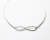 Hammered Sterling Infinity Necklace - Double Silver Chain - Silver Infinity Necklace - Everyday Necklace