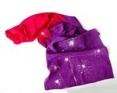 Colorful silk scarf Dandelion flowers scarf Floral silk scarf crepe de chine, purple, magenta