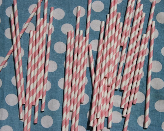Light Pink Paper Straws, 50 Pack Il_570xn