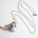 Owl Necklace Silver, Owl Pendant, Owl Jewelry, Feather Necklace, Owl Bead, Lovely Owl Necklace, handmade necklace, owl pendant, ceramic owl