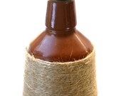 Jute Wrapped Vintage Brown Glass Bottle Lancers Portugal Wine