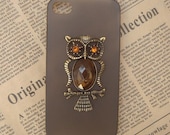 Steampunk Owl Dark Brown hard case For Apple iPhone 4 case iPhone 4s case cover