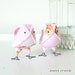Bird Wedding Cake Topper - Mini Vintage Peach Orange Pink Floral Love Birds, Spring Summer Wedding, Valentines Day - Made to Order