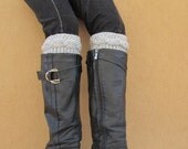 Knit Boot Cuff, Chunky Leg Warmers Grey- raincity boot