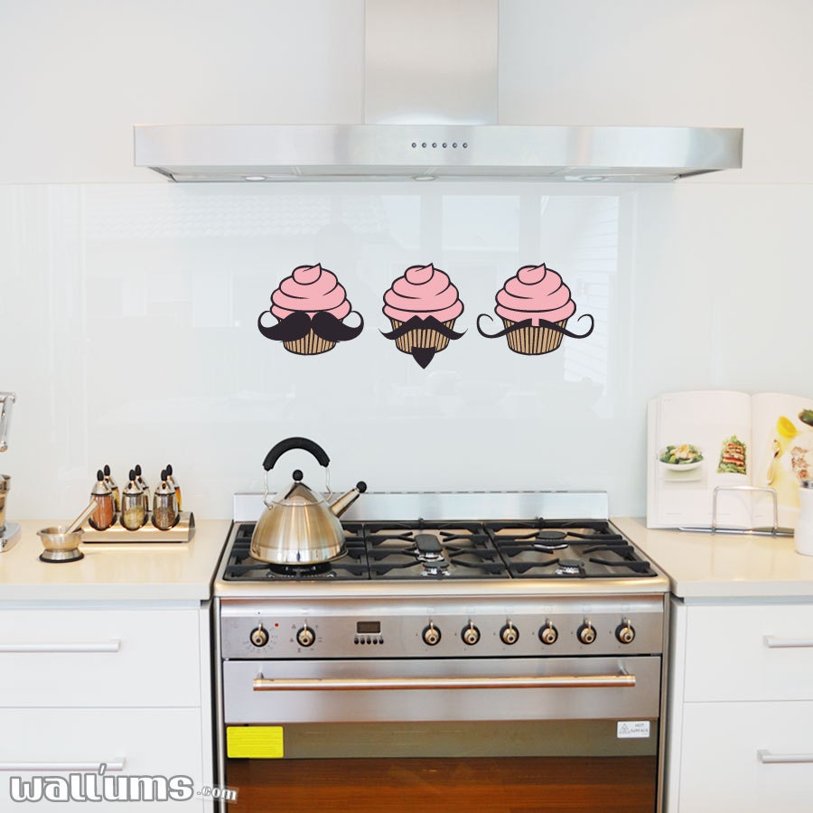 Mustache Cupcakes - Wall Decal - 8" x 6" each