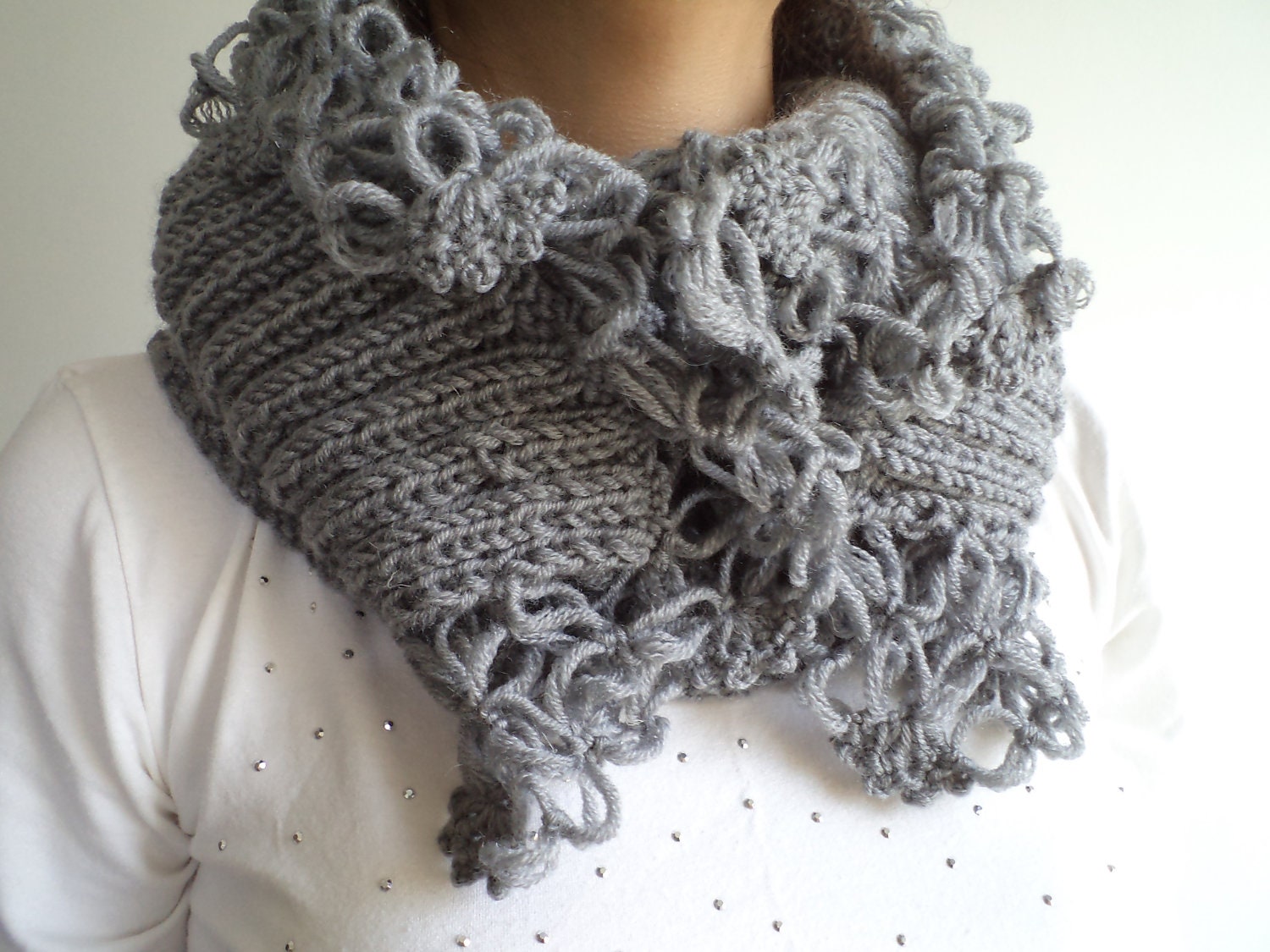 mom gifts, Wool Grey Cowl, Cowl, Women neck warmer, Capelet, scarf, scarves, Wool Cowl. Women accessories.