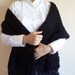 Black knitted Shawl, wool scarf, rectangle Shawl, scarf, cowl, shawl, Stole, pin-up with bow brooch, Holiday gifts, handmade gifts.