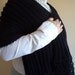 Black knitted Shawl, wool scarf, rectangle Shawl, scarf, cowl, shawl, Stole, pin-up with bow brooch, Holiday gifts, handmade gifts.