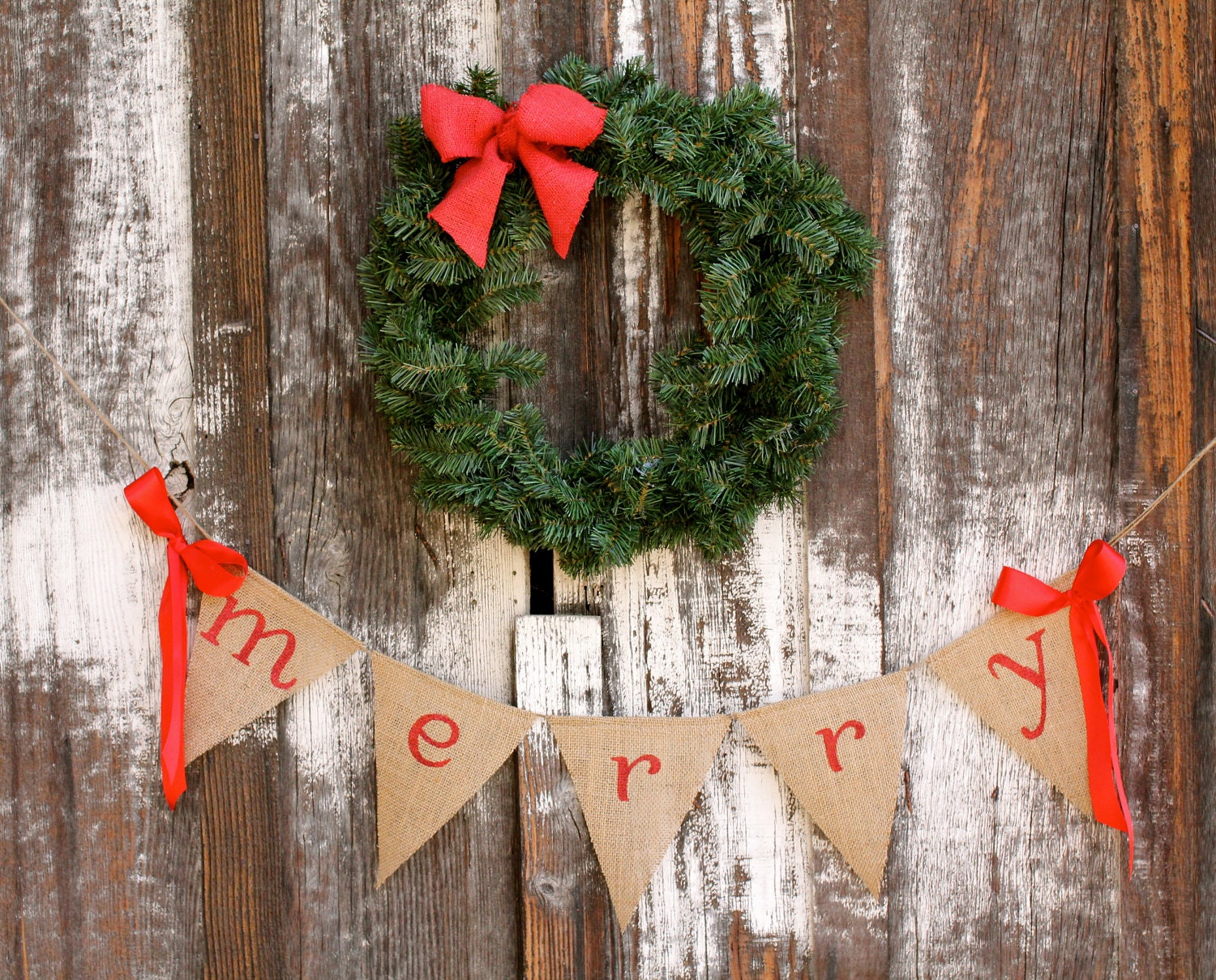 merry burlap banner - Christmas burlap banner - holiday home decor - christmas garland
