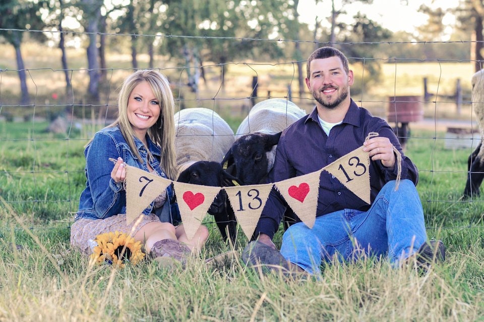 Save the Date - Wedding sign - Burlap Banner - engagement photos - Photography prop