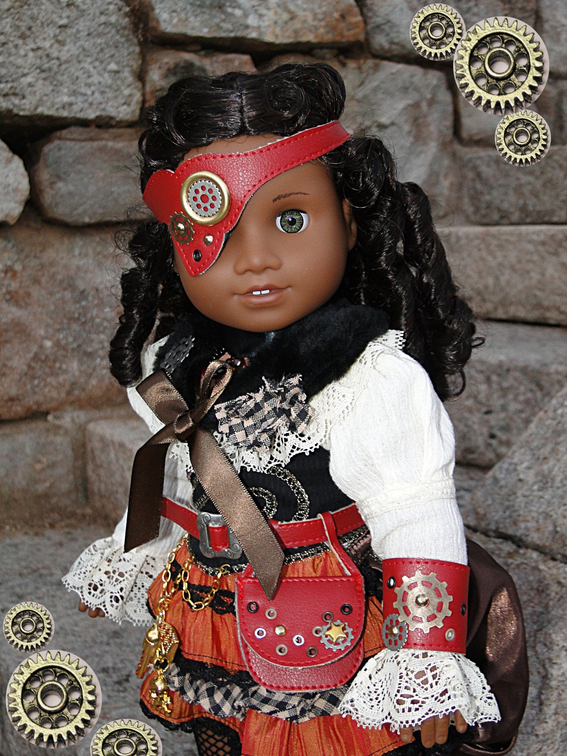 11 pcs Steampunk Victorian Style Costume for American Girl or other 18 inch doll