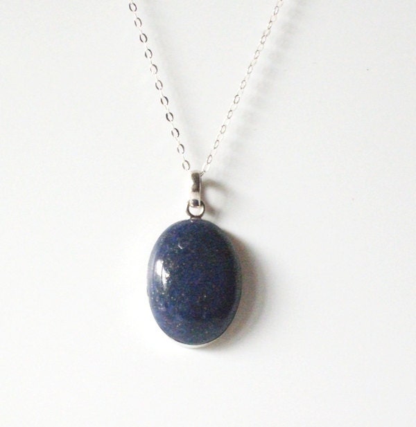Lapis Lazuli Sterling SIlver Necklace- Starry Night/Dark Blue/Holiday Shopping/Gifts Under 40/OOAK/Gemstone Jewlery/Woman's Jewelry