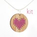 Cross Stitch Kit - Bamboo Pendant Necklace with Pink Heart