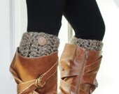 Crochet Boot Cuffs in Barley w/ Button