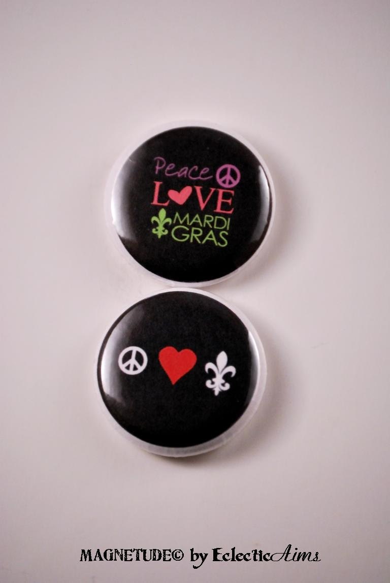 Peace Love Mardi Gras, Pin Back Button