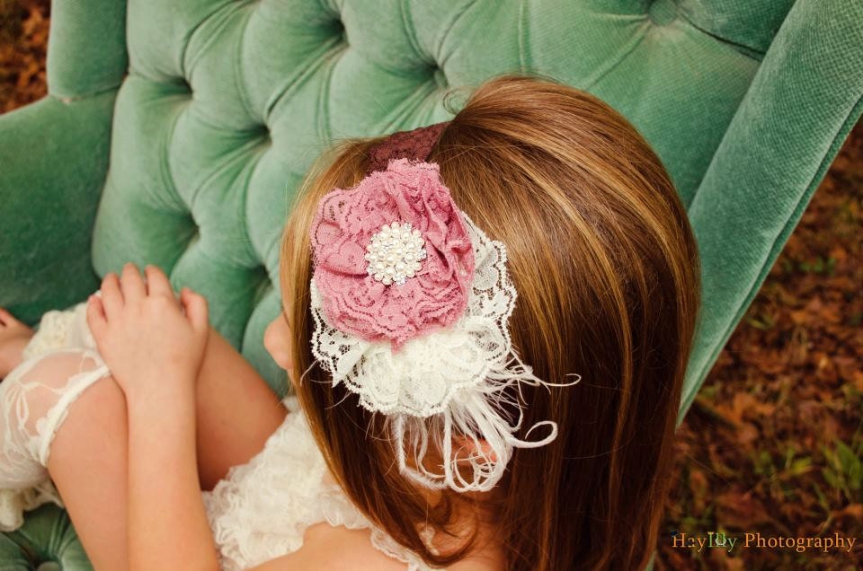 Baby Girl Headband-Lace Flower Headband-Baby Headband-Newborn-Children's Headband-Photo Prop
