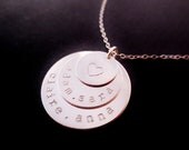 Layered Sterling Silver Handstamped Discs, Personalized Kids Names, Mommy Jewelry, Mothers Day