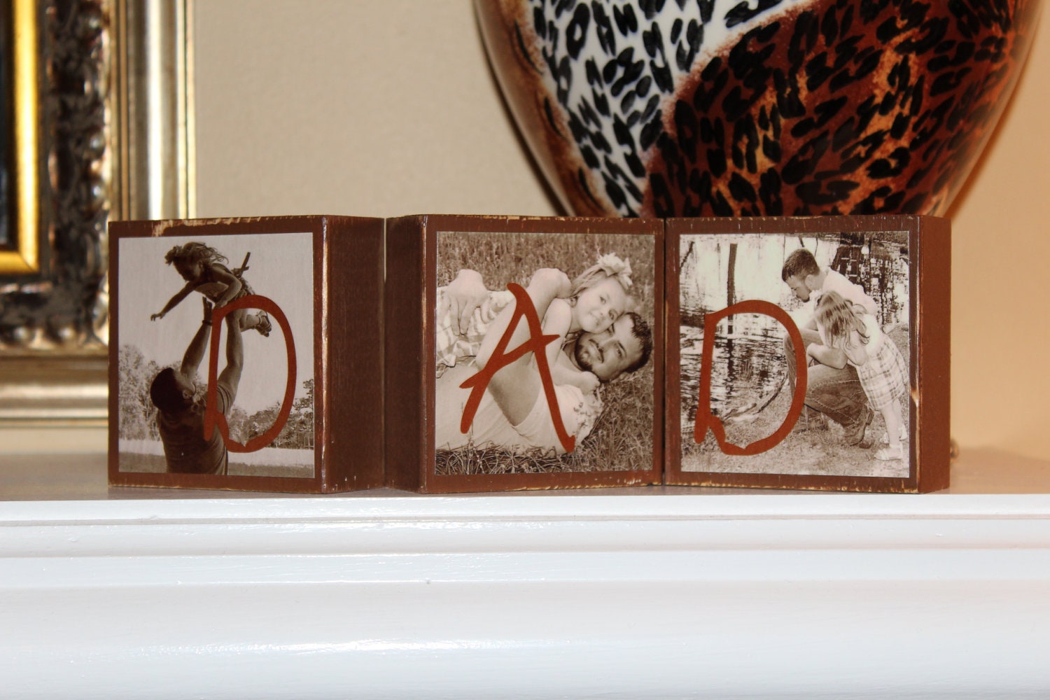 Fathers Day Gift Idea PERSONALIZED PHOTO BLOCKS - Birthday Gifts for Dad, Mom, Mothers Day Gift Custom Wooden Blocks Set of 3