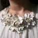 Ivory leather floral bib necklace - Made to Order