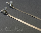 Emma - Faceted Pyrite and Sterling Silver Bar Earrings