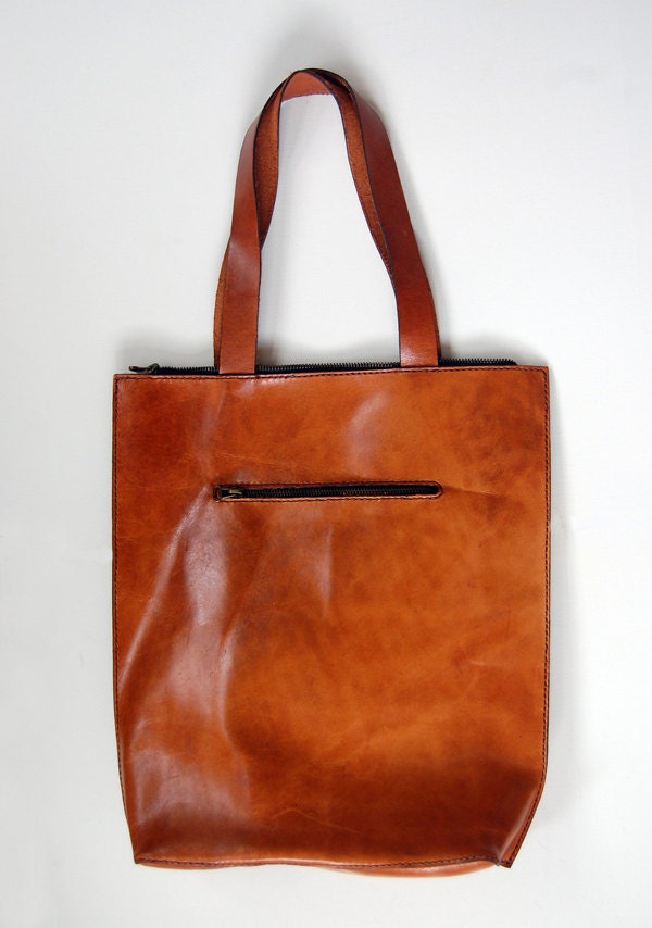 Handmade Cognac Leather Tote Bag