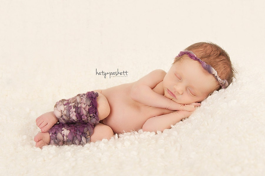 Legwarmers and Headband Set Handspun Thick and Thin Crochet Baby OOAK Made to Order All Sizes (Newborn - 12 Months)