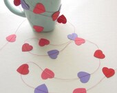 10 ft Garland - Scalloped Hearts made from Red, Pink, Purple Card-Silver-1 inch-Christmas-Customizable