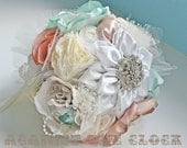 Wedding bouquet, Fabric flowers bride bouquet, Luxury wedding, Vintage brooch bouquet
