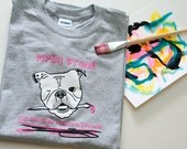 Dog SHIRT XL UNISEX - Heather Grey - Piper Stone the painting bulldog - Dog tshirt - English Bulldog Shirt - Rescue dog