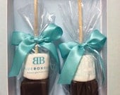50 Personalized hot cocoa stick Belgian chocolate logo Christmas holiday stocking stuffer gingerbread man gift exchange winter birthday