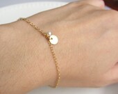 Tiny Gold Disc with Pearl Bracelet, dainty everyday wear, bridal, bridesmaid jewelry, minimalist jewelry