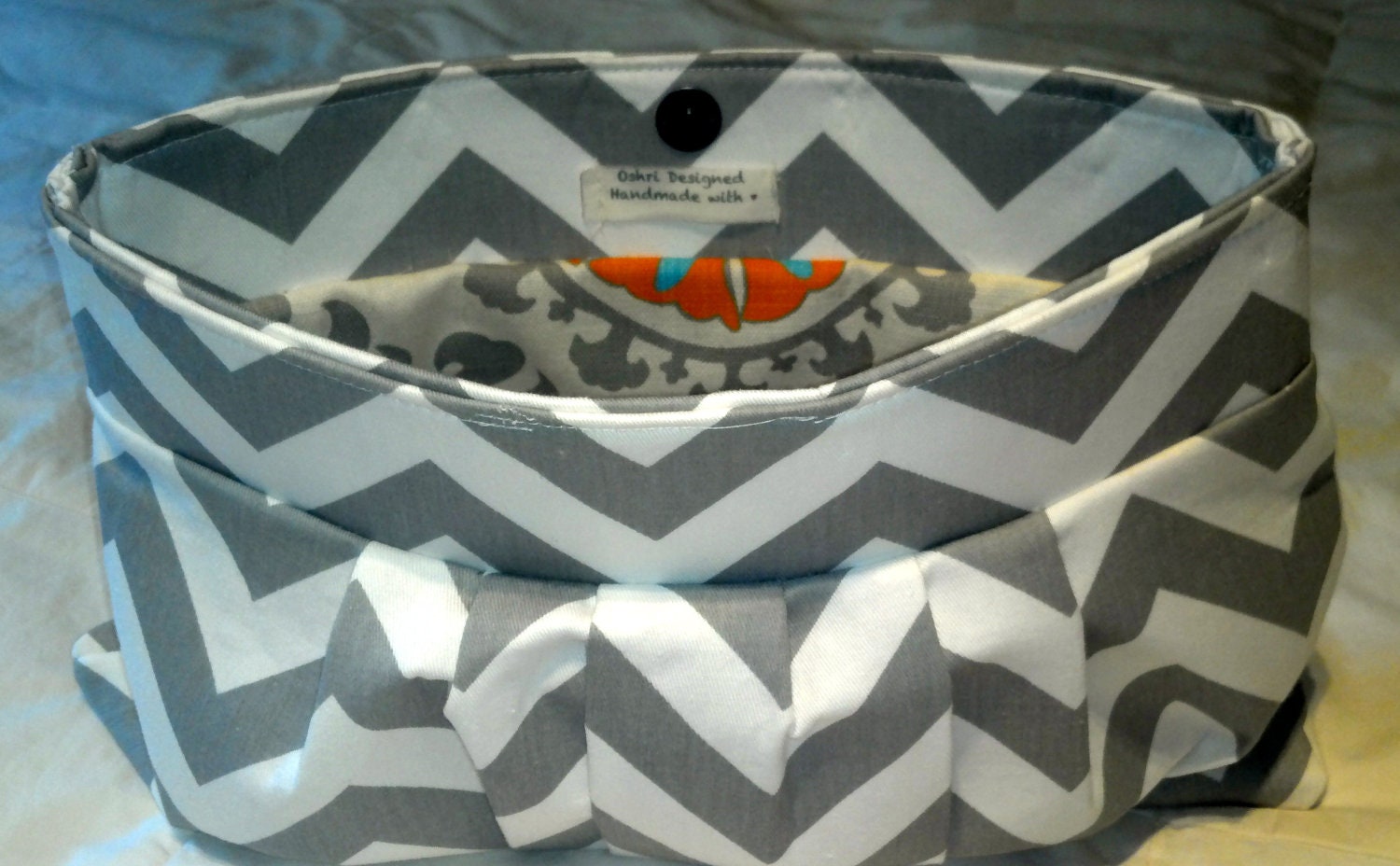 Gray Chevron Clutch