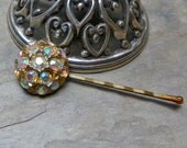 Decorative Vintage AB Rhinestone Spring Bobby Pin (1)