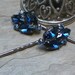 Winter Bridal Blue Rhinestone Hair Pins, Vintage Recycled